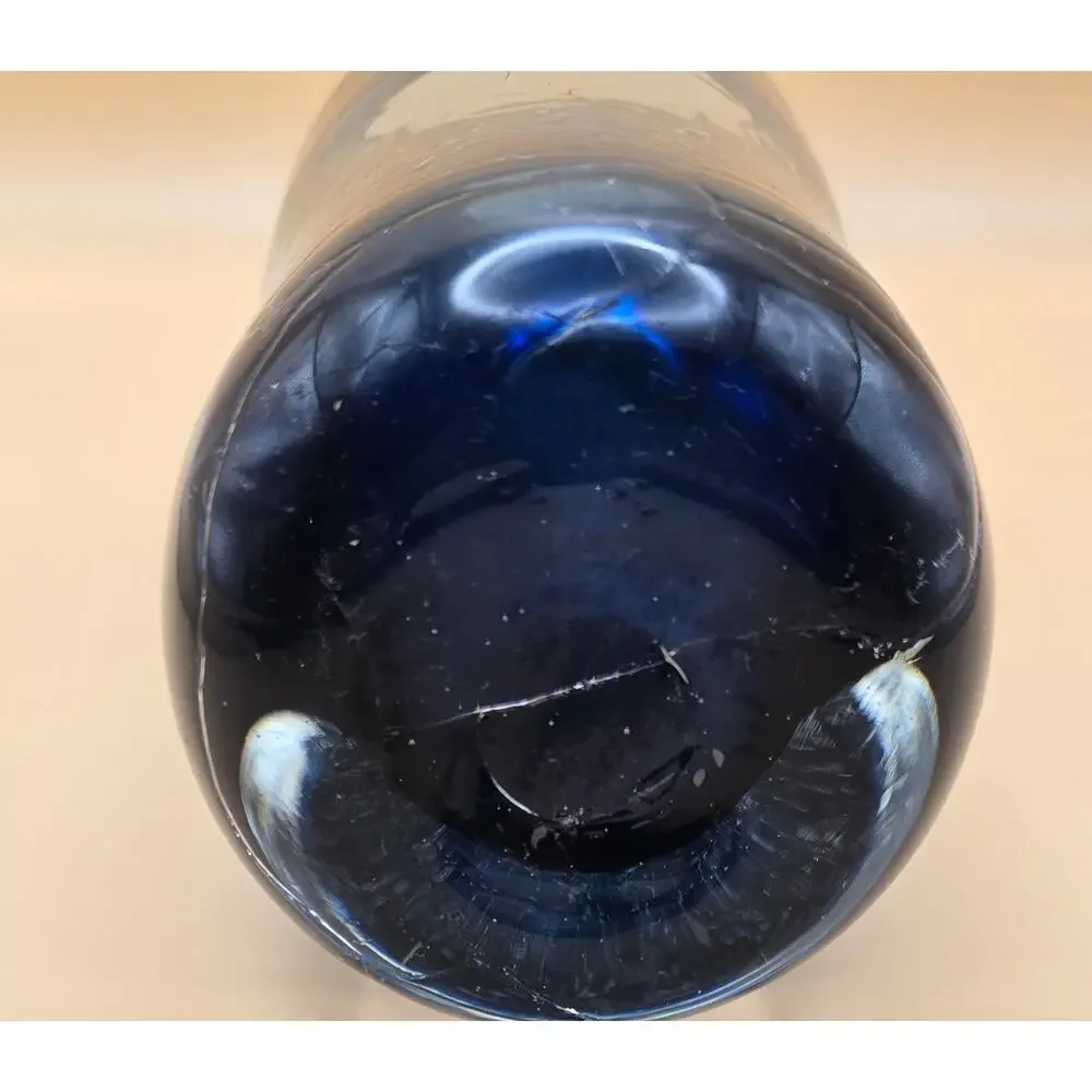 J. Paul VTG Crackled Cobalt Blue Art Glass Vase - Picture 3 of 5